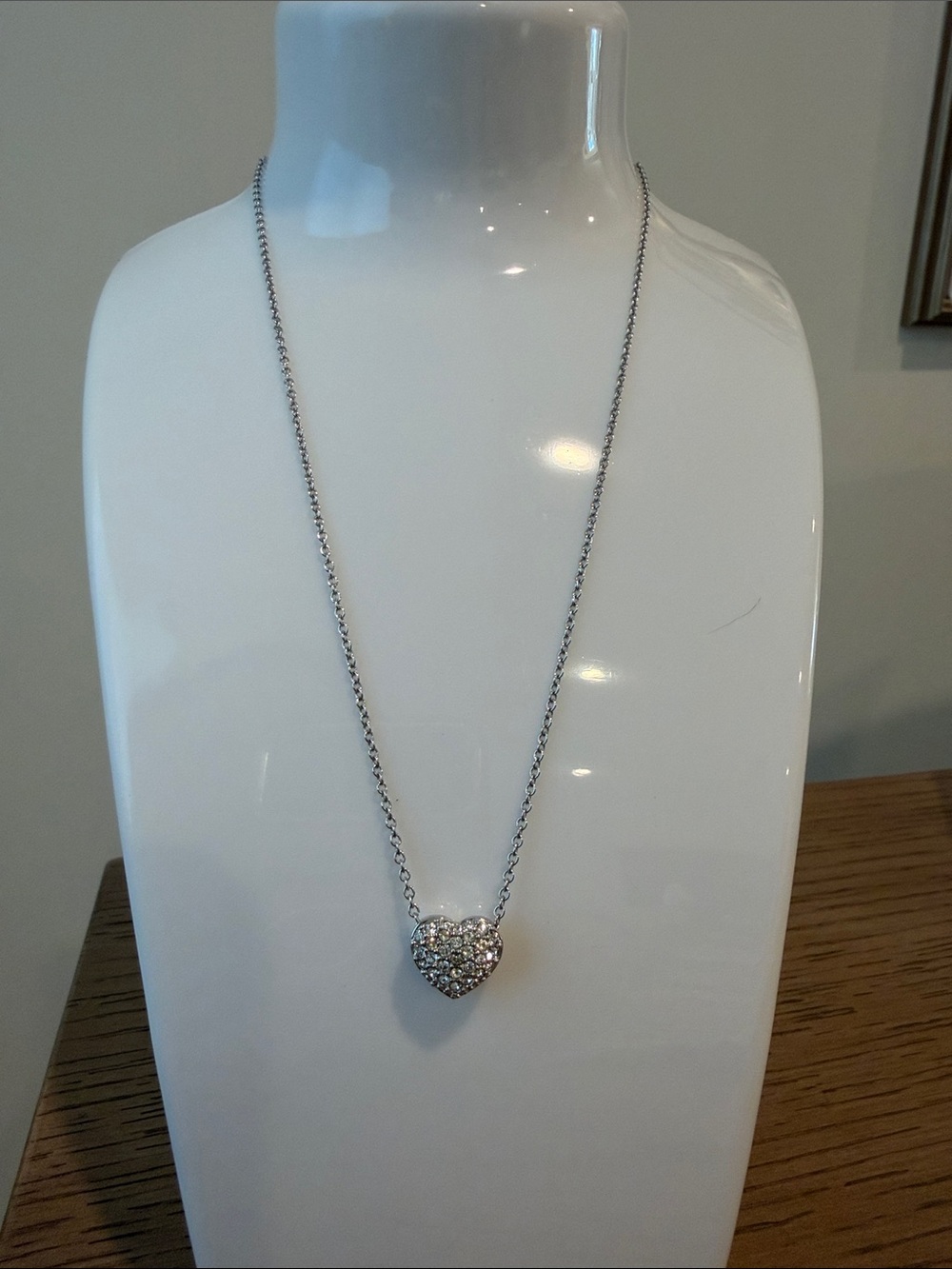 Swarovski Silver Heart Pendant Necklace Double Sided